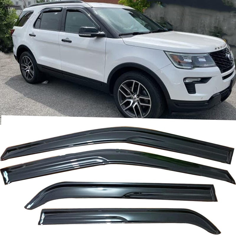 TONOYTIM Tape On Window Visors Rain Guards for 2011-2019 Ford Explorer,Window Vent Wind Shades Deflectors Shield for 11-19 Explorer,Car Accessories 94293 4-Pieces Set - Image 1